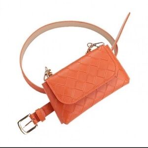 WOMEN Retro Style Pin Buckle Waist Bag/Waist Bag. Removable belt. Orange